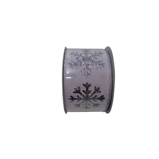 JAM Paper 2.5" x 10yd. Wired Glitter Snowflake Outlines Ribbon